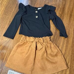 Rare Editions Black and Tan Skirt Set